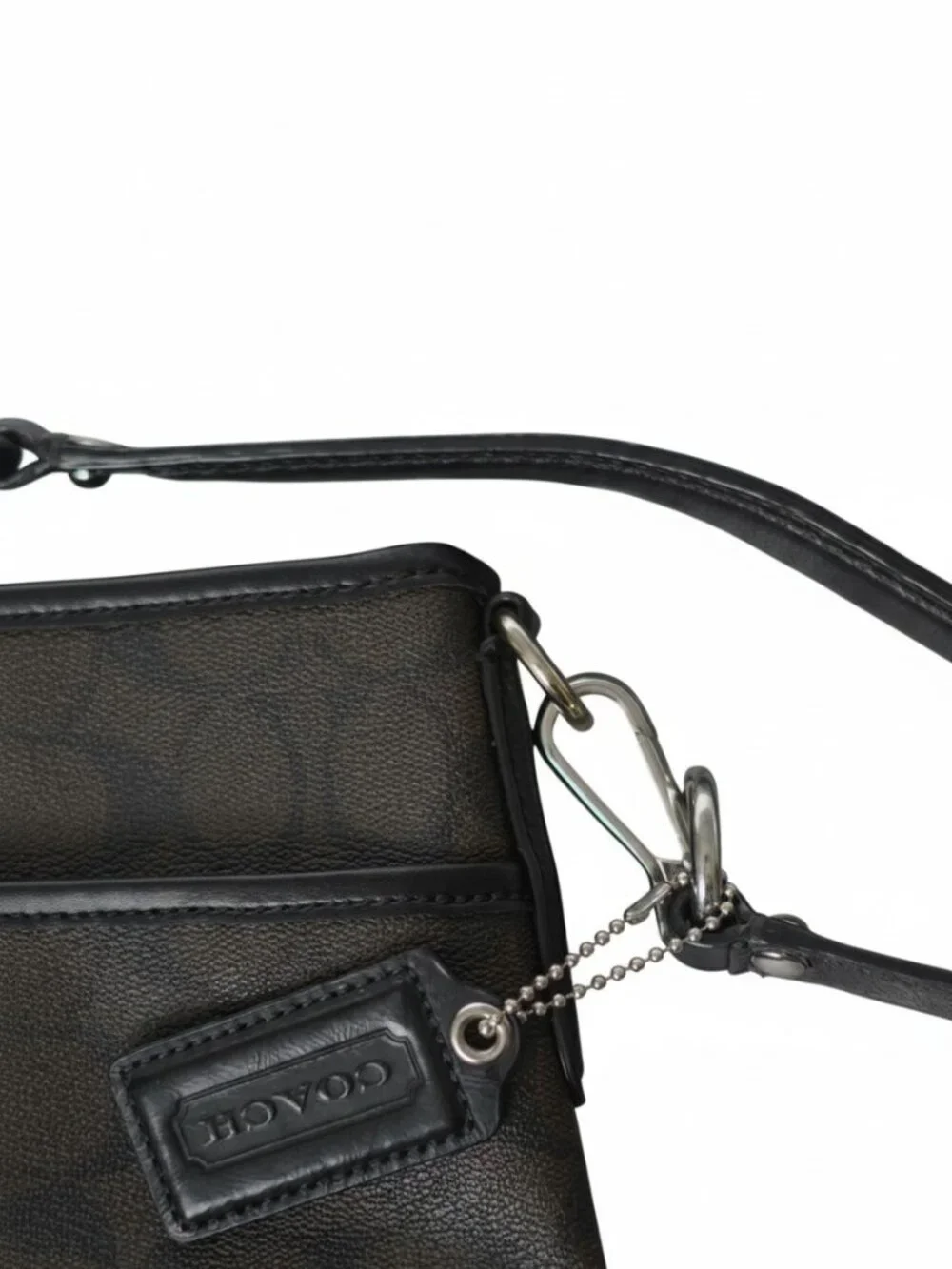 Coach F58297 Signature File Shoulder Bag Messenger Brown Black C Work School EUC